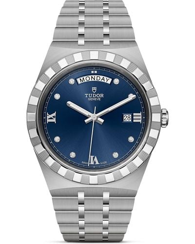 Tudor Royal Day + Date Stainless Steel And Diamond Watch 41mm - Metallic