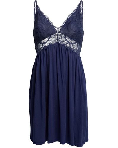 Eberjey Lace-trim Mariana Chemise - Blue