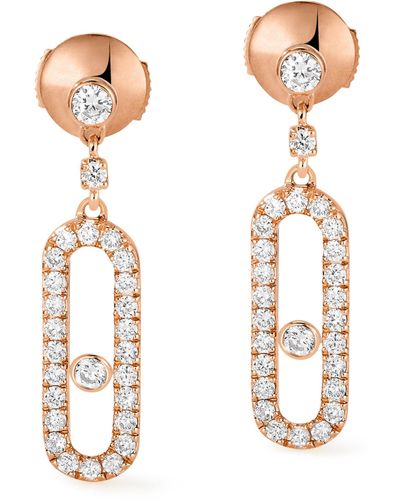Messika Rose Gold And Diamond Move Uno Earrings - Metallic