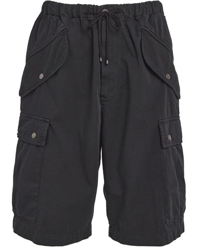 Dries Van Noten Cotton Pentin Cargo Shorts - Black