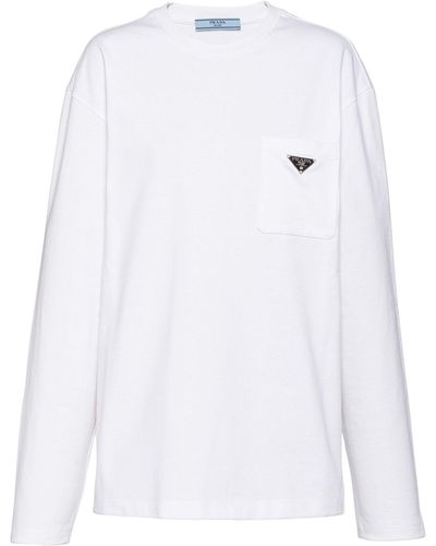 Prada Triangle Long-sleeve T-shirt - White
