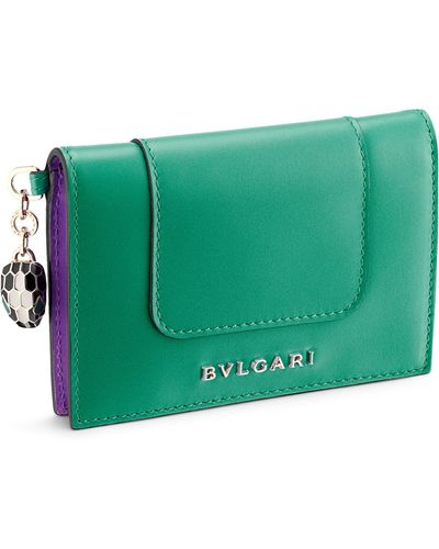 BVLGARI Leather Serpenti Forever Bifold Card Holder - Green