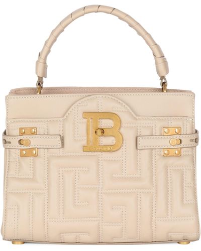 Balmain Quilted Leather B-buzz 22 Top-handle Bag - Natural