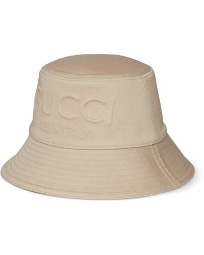 Gucci Cotton Logo Bucket Hat - Natural