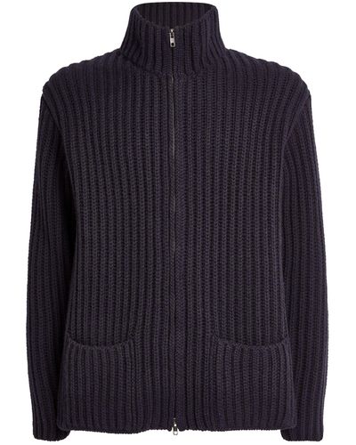 The Row Cashmere Malen Zip-front Cardigan - Blue