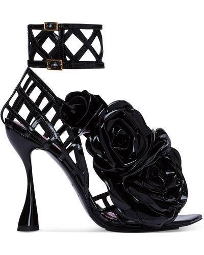 Balmain Patent Leather Eden Heeled Sandals 95 - Black