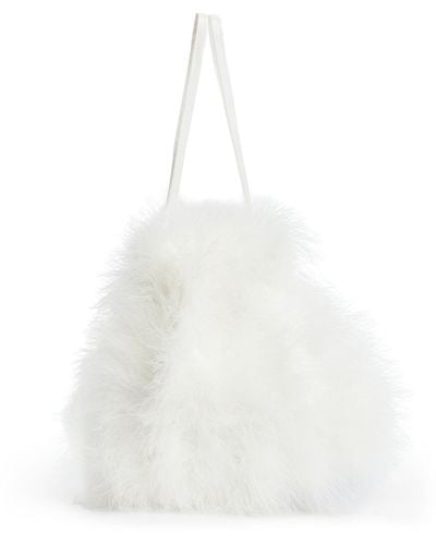Yves Salomon Mini Feather Top-handle Bag - White