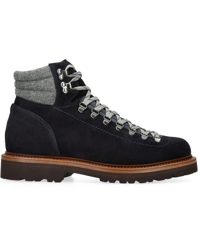 Brunello Cucinelli Suede Wool-trim Mountain Boots - Black