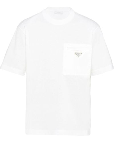 Prada Cotton And Re-nylon Pocket T-shirt - White