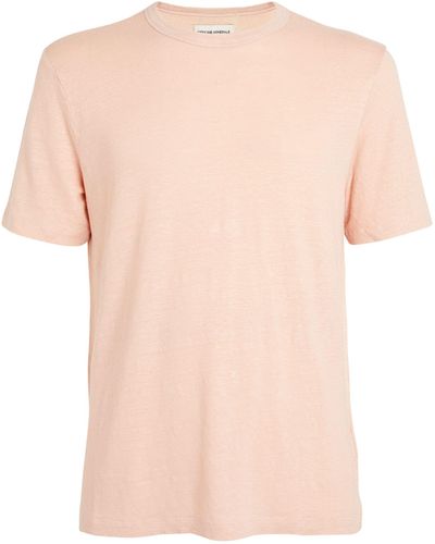 Officine Generale Stretch-linen T-shirt - Pink