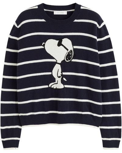 Chinti & Parker Breton Striped Snoopy Sweater - Blue