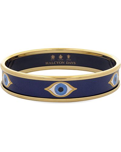 Halcyon Days Gold-plated Evil Eye Bangle - Blue