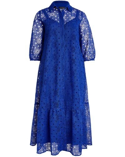 Marina Rinaldi Macramé Shirt Dress - Blue
