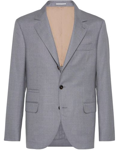 Brunello Cucinelli Virgin Wool-silk Blazer - Grey