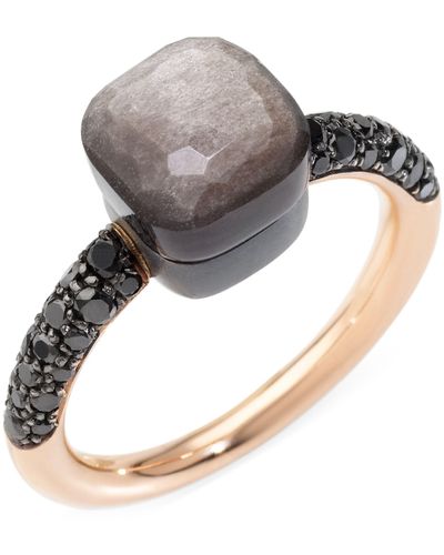 Pomellato Rose Gold, Obsidian And Black Diamond Nudo Ring