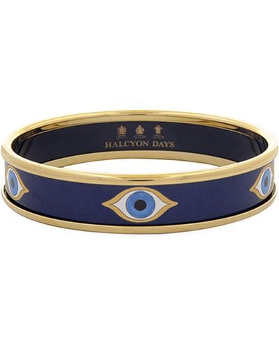 Halcyon Days Gold-plated Evil Eye Bangle - Blue