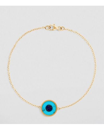 Jennifer Meyer Yellow Gold, Turquoise And Lapis Evil Eye Bracelet - White