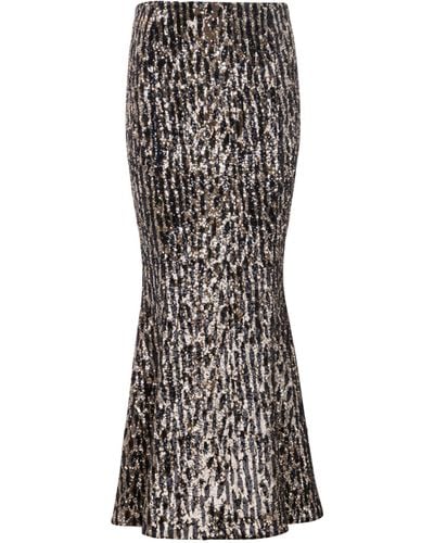 Balmain Sequin-embellished Flared Midi Skirt - Black