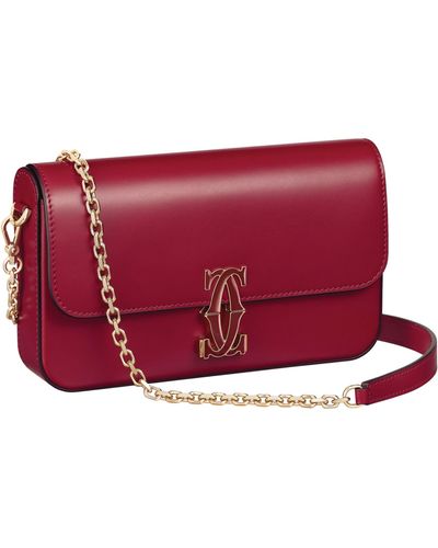Cartier Mini Leather C De Chain Bag - Red