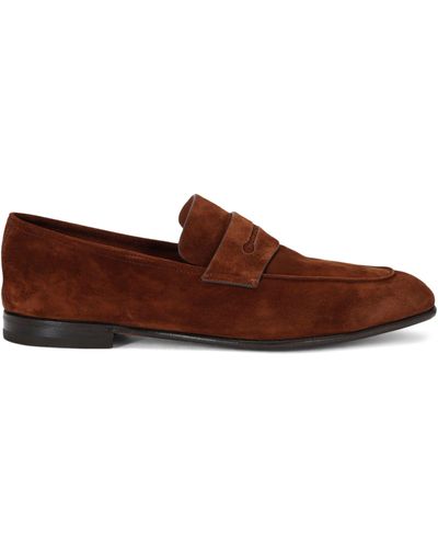 Zegna Suede L'asola Loafers - Brown