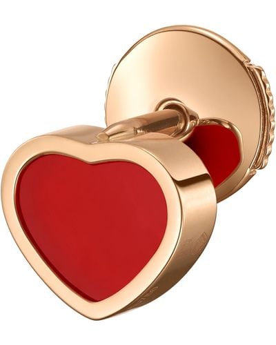 Chopard Rose Gold And Carnelian My Happy Hearts Single Earring - Red