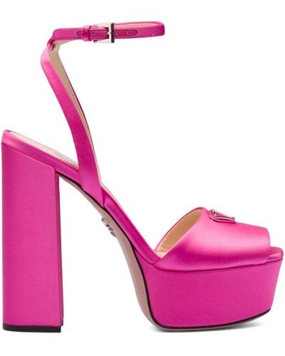 Prada Satin Platform Sandals 135 - Pink