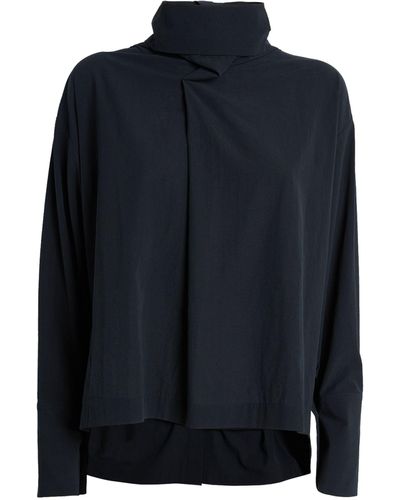 Issey Miyake Cotton Voile Pussybow Shirt - Blue
