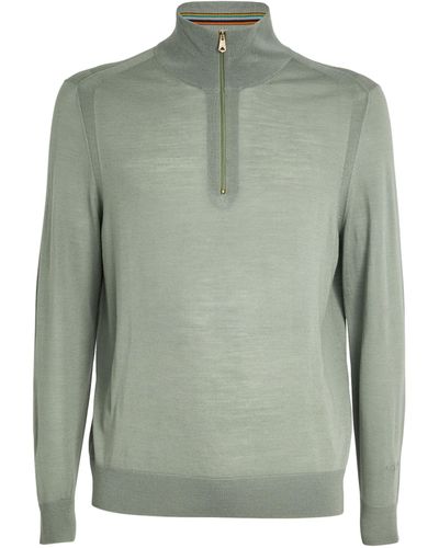 Paul Smith Merino Half-zip Sweater - Green