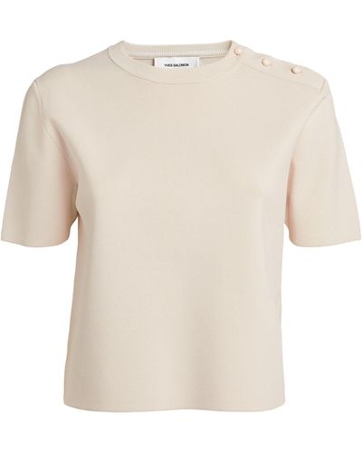 Yves Salomon Button-shoulder T-shirt - White