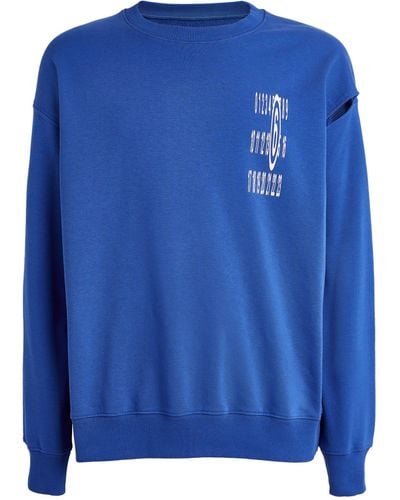 MM6 by Maison Martin Margiela Cut-out Detail Logo Sweatshirt - Blue