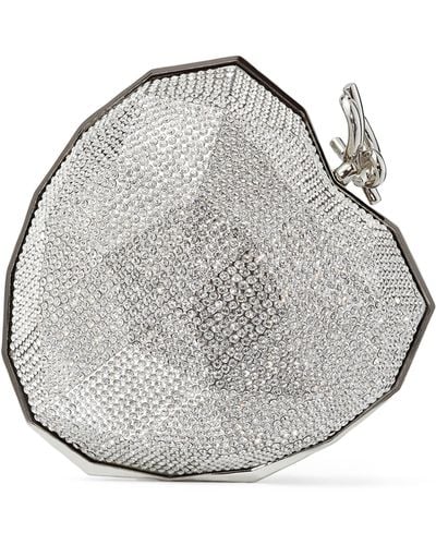 Jimmy Choo Crystal-embellished Heart Clutch Bag - Grey