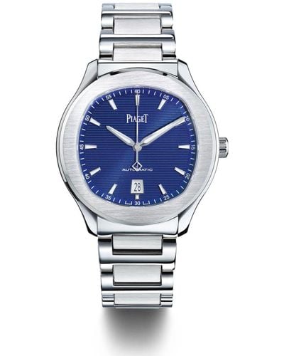 Piaget Stainless Steel Polo Bracelet Date Watch 42mm - Blue