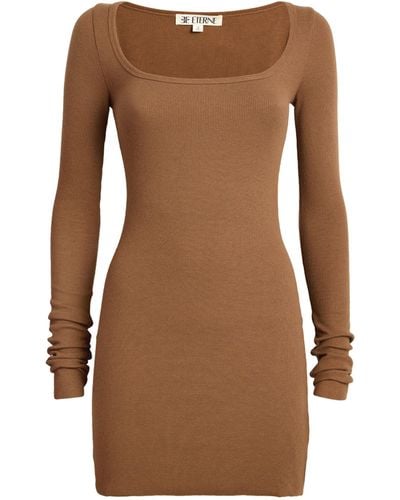 ÉTERNE Cotton-modal Mini Dress - Brown