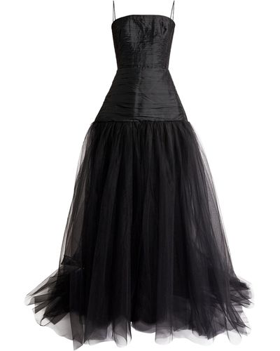Sandra Mansour Tulle Falling Gown - Black