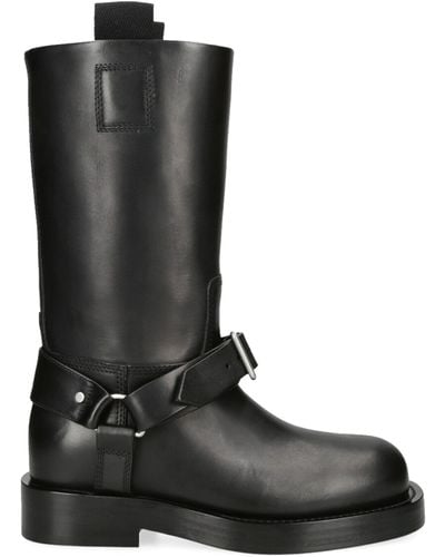 Burberry Leather Saddle Boots - Black
