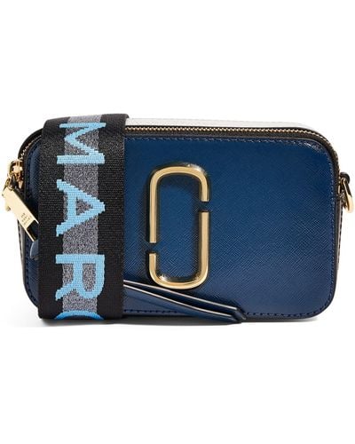 Marc Jacobs Ladies Blue Leather Stripe Snapshot Cross-body Bag