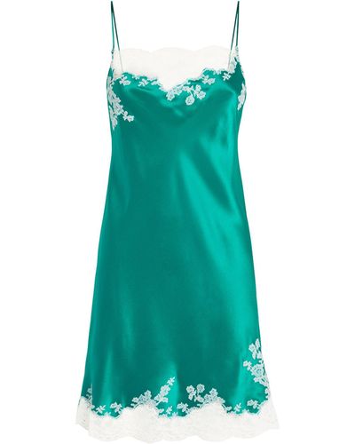 Carine Gilson Silk Lace-detail Slip Dress - Green