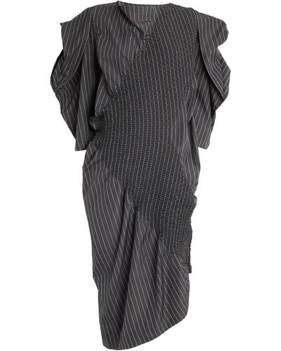 Issey Miyake Oversized Contraction Midi Dress - Gray