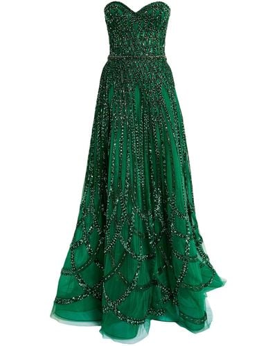 Zuhair Murad Beaded Arabesque-detail Gown - Green