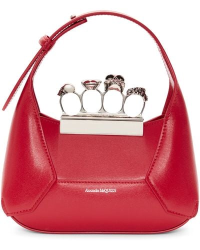 Alexander McQueen Leather Jewelled Top-handle Bag - Red