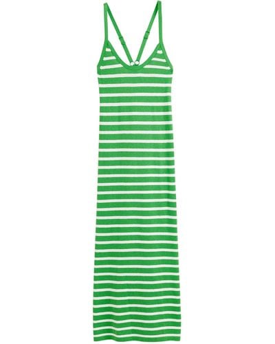 Chinti & Parker Bci Cotton-linen Striped Breton Dress - Green