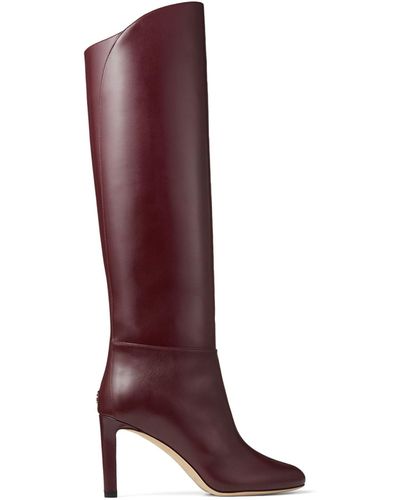 Jimmy Choo Karter 85 Leather Knee-high Boots - Red