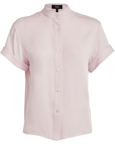 Theory Silk Military Shirt - Pink