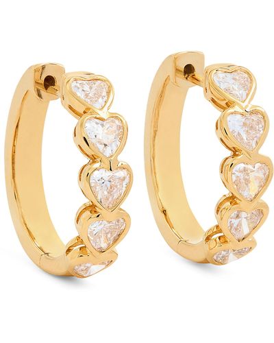 Anita Ko Medium Yellow Gold And Diamond Heart Hoop Earrings - Metallic