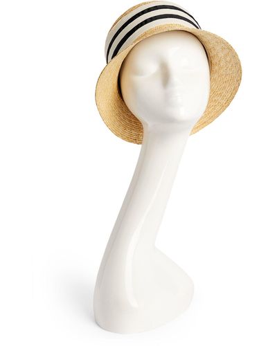 Eliurpi Straw Ribbon Sailor Bucket Hat - White