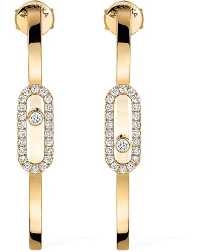 Messika Yellow Gold And Diamond Move Uno Earrings - Metallic