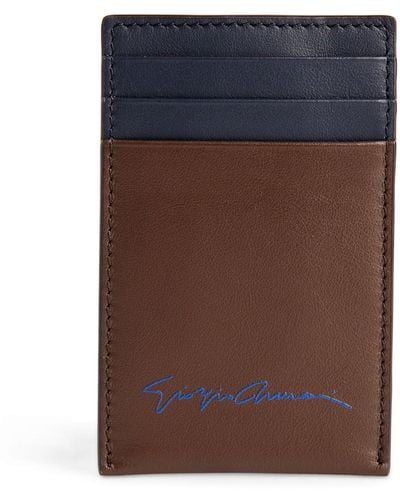 Giorgio Armani Leather Two-tone Card Holder - Brown