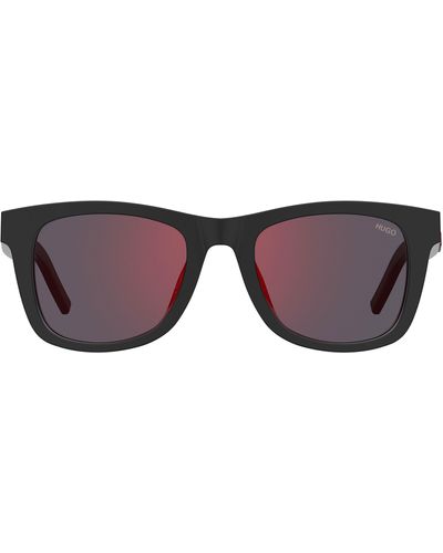 HUGO Black Sunglasses With Red Mirror Lenses - Brown