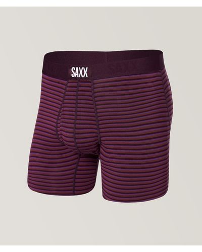 Saxx Underwear Co. Vibe Super Soft Micro Striped Boxer Briefs - Purple