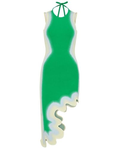 Ph5 Lotus Intarsia Stretch-Knit Midi Dress - Green
